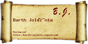 Barth Jolánta névjegykártya